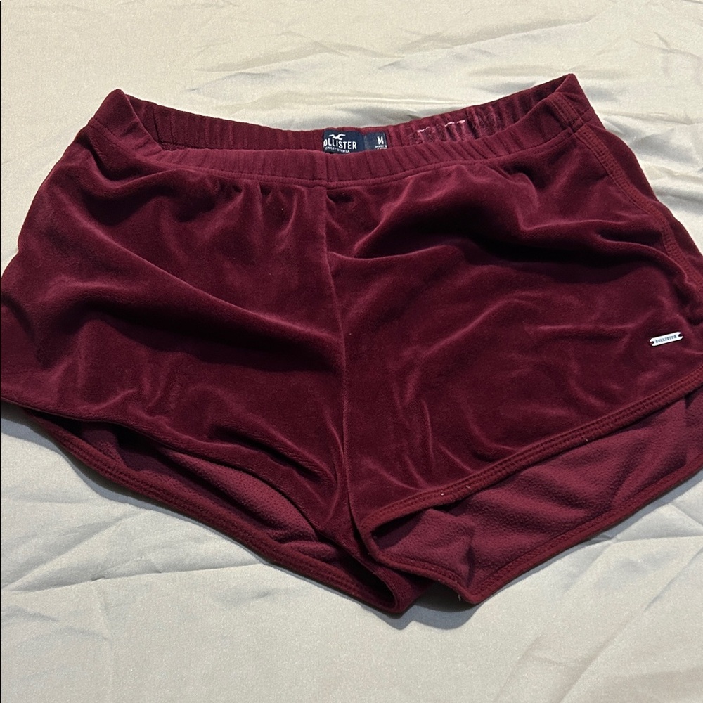 Hollister Women's Maroon Velvet Athletic Shorts